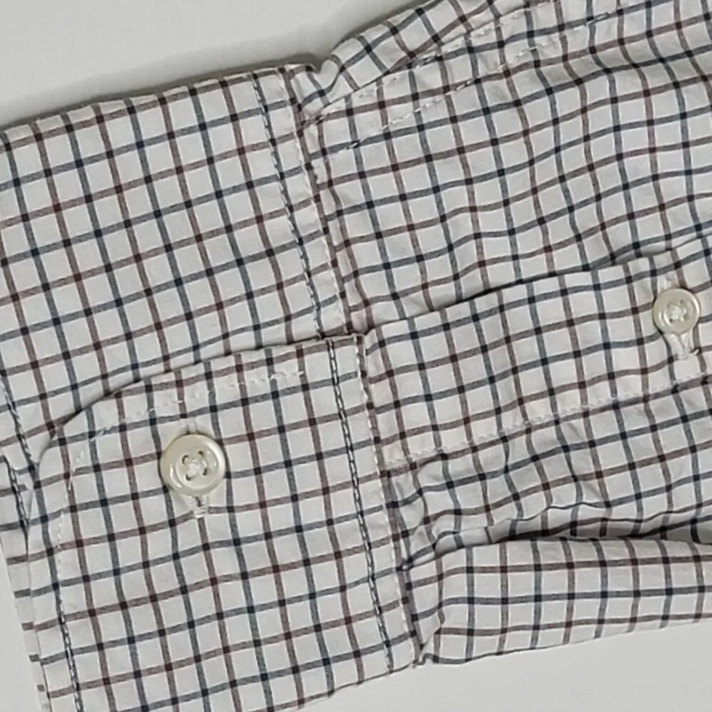 J.Crew Secret Wash Shirt Men's Slim Medium Brown Blue Check Cotton Button Front